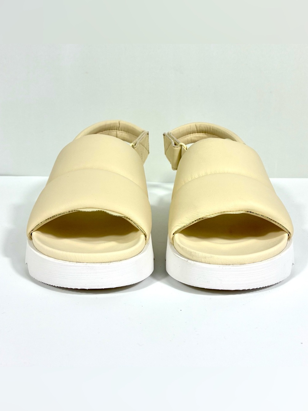 Sorel Viibe Slingback Sandals Size 10 Ivory Cream Puffy Leather New Comfort - Picture 16 of 17
